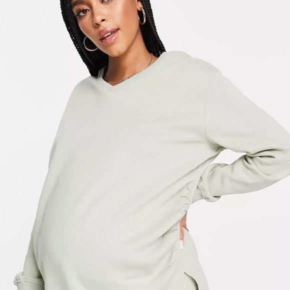 2 Pc Maternity Threadbare SweatSet in Sage Green - Picture 2 of 4